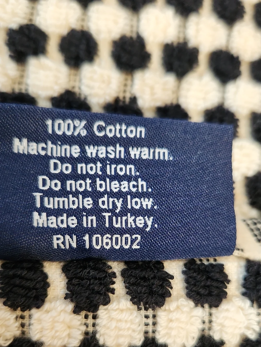 Brooks Brothers Black/Ecru Cream Raised Dots Bath Towel 30